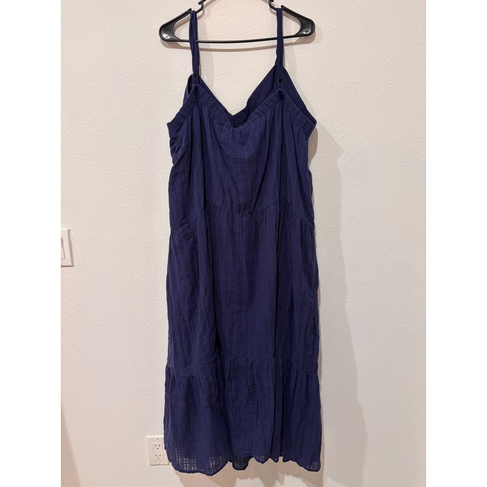 Knox Rose Navy Blue Tiered Maxi Dress Plus Size 4X NWT Gauze Adjustable Straps - Picture 3 of 10